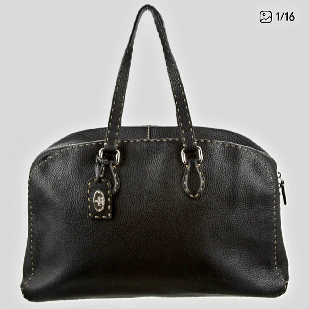 FENDI Selleria Black Leather Tote Bag - Picture 4 of 14